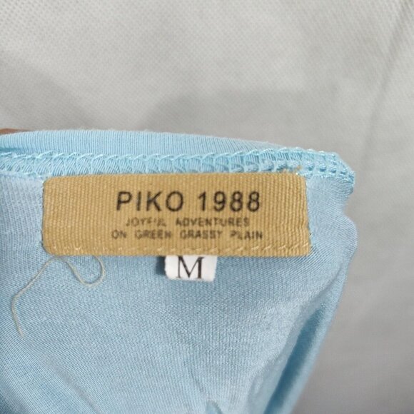Piko 1988 Oversize Lagenlook Blue Knit Top Women Size M Short Sleeve Boatneck - Picture 5 of 8